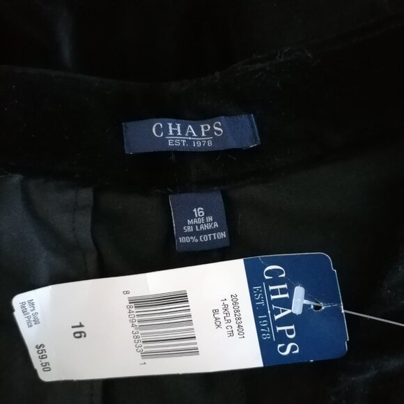 NWT Chaps Est. 1978 Womens Black High Rise Straight Leg Velvet Pant Size 16 - Picture 5 of 6
